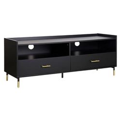 TV-meubel Tedy - 2 deuren - hout en metaal - zwart - zwart - Atmosphera créateur d'intérieur