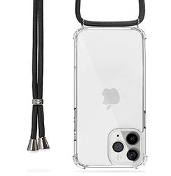 Too Saint® fodral med dragsko för iPhone 11 Pro Max transparent silikon Crossbody fodral axelrem halsband - svart