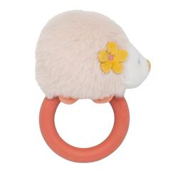 Nattou Anneau en Silicone en coton et velours avec Anneau de Dentition en silicone, Hérisson Zoë, env. 15 cm, Mila, Zoë et Lana, Beige