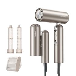 DREAME Pocket Neo Sèche-cheveux Grande Vitesse, 3 Formes pliables, poids léger de 300g, Moteur de 110 000 tr/min, 300 Millions d'ions Négatifs, Température Constante de 57 °C, Séchage en 40s, Gold