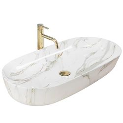 Rea wastafel ijdelheid top wastafel keramische handwasbak top ovaal 14x40x80 marmeren badkamer kraan kraan badkamer kranen nano-coating