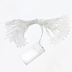 Brightium Guirlande lumineuse LED basse tension en forme d'étoile et flocon de neige, blanc chaud, 5 m, idéale pour les décorations festives et l'ambiance.