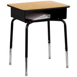 Flash Furniture FD-Desk-GG - Mesa para estudantes com caixa de livros de metal frontal aberta, cor preta