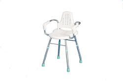 NRS Healthcare Prima Aluminium Height Adjustable Shower Stool with Armrest and Backrest