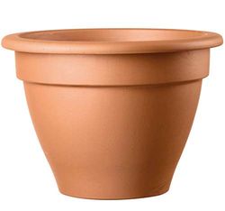 VASO CAMPANA IN TERRACOTTA, DIAMETRO CM. 63, ALTEZZA CM. 46 + SOTTOVASO IN TERRACOTTA, DIAMETRO CM. 51, ALTEZZA CM. 5,7. MADE IN ITALY FIORIERA IN COTTO