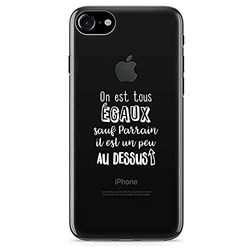 Zokko Beschermhoes voor iPhone 7, met Frans opschrift On est est is allemaal hetzelfde behalve de paten, maat iPhone 7, zacht, transparant, witte inkt.