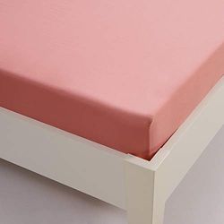 Sancarlos Basic Plain Fitted Sheet, 100% Cotton, Coral, 90 Bed