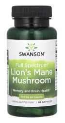 Swanson - Full Spectrum Lion's Mane Mushroom, 500mg | Hongos Melena de León Full Spectrum | Apoya la claridad mental y la salud cognitiva - 60 cápsulas
