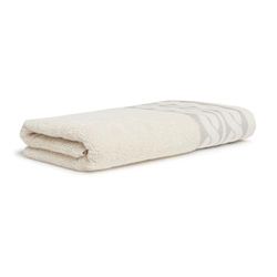 Möve Cosy Knits Chenille border shower towel 67 x 140 cm made of 100% cotton, nature/cashmere
