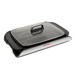 Girmi BQ91 Griglia e Barbecue, 2000W, Piastre Antiaderente XL 40 x 30cm con Doppio Utilizzo, Smokeless, Coperchio in Vetro Temperato, Temperatura Regolabile, Vassoio raccogli grasso, Grigio