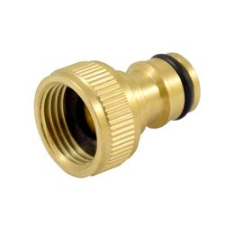 Racor acople rápido hembra 1/2", conexión fácil, resistente, ideal para sistemas de riego y unión de mangueras.