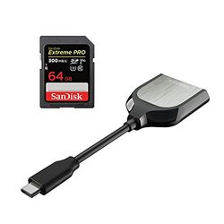 SanDisk Extreme PRO 64GB SDXC UHS-II Card with SanDisk Extreme PRO SD UHS-II USB-C Card Reader
