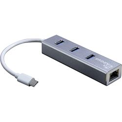 Inter-Tech Argus IT-410-S - Adaptador USB Tipo C (GbitLAN, Incluye 3 Puertos USB 3.0)