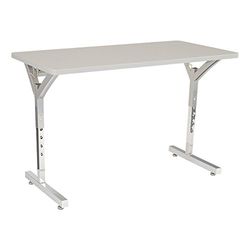 School Outfitters LNT-INM1038GS-SO Adjustable-Height Y-Frame Two Student Desk, Grey