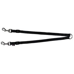 Trixie Premium 20111 Premium hondenriem voor twee honden met ring, XS-M: 40-70 cm/15 mm, zwart