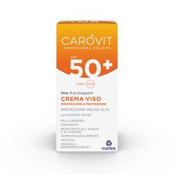Carovit Crema facial SPF 50+, protege de UVB y UVA, crema solar hidratante para pieles sensibles, 50 ml