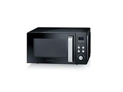 Severin MW 7752 - Forno a microonde 3 in 1 con griglia e funzione di riscaldamento fino a 200 °C, mini forno a microonde con piatto per pizza antiaderente, colore nero