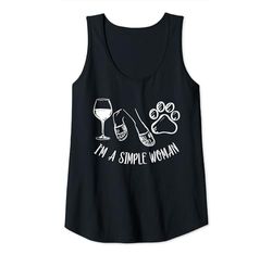 Mujer I'm a Simple Woman - Chanclas de vino con estampado de huellas de perro Camiseta sin Mangas