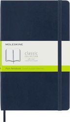 Moleskine Classic Plain Paper Notebook, Soft Cover and Elastic Closure Journal, Color Sapphire Blue, Size Large 13 x 21 A5, 192 Pages