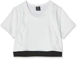 Nike W NP Aeroadpt SS Crop Top, Canottiera Sportiva Donna, Photon Dust/Black/Metallic Silver, M