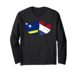 Aruba Países Bajos Corazones Bandera Aruba Holandesa Amistad Manga Larga