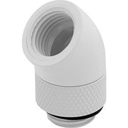 Corsair Hydro X-serien 45 graders roterande adapter, tvåpack (G1/4 BSPP porttrådar, solid mässingslängd, säker rotationsmekanism, kvalitetspolerad finish, optimerad för höga flödeshastigheter) vit
