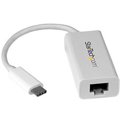 StarTech.com Adaptateur USB-C vers Gigabit Ethernet - Blanc - Compatible Thunderbolt 3 - Windows et Mac - Convertisseur Réseau LAN RJ45 (US1GC30W)