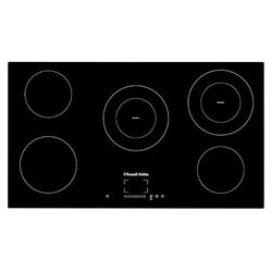 Russell Hobbs, 90cm Electric Hob, Black, 5 Cooking Zones, 2 Dual-Cooking Spaces, 99-Minute Timer, 9-Stage Power Settings, Residual Heat Indicator, Auto Switch Off, Child Lock, Touch Control,RH90EH7013