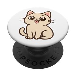 Stupido gatto Kawaii Art. personaggio giocoso animale domestico. PopSockets PopGrip Adesivo