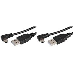Pro Signal PSG91618 USB A Plug to Right Angle USB Mini B Lead, 1 m, Black (Pack of 2)