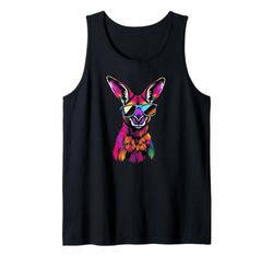 Kangaroo Wearing Sunglasses Funny Animal Colorful Kangaroo Tank Top