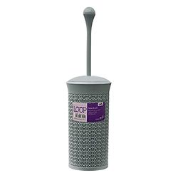 JVL Knit Loop Plastic Toilet Brush and Holder, Grey 40cm x 12cm, One size