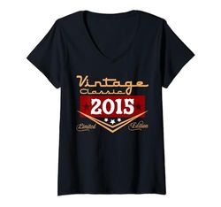 Mujer Decoraciones vintage de 9º cumpleaños vintage 2015 9 cumpleaños Camiseta Cuello V