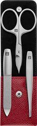 ZWILLING Twinox Manicure Pedicure 3-Delig Set in Rood Lederen Zaak