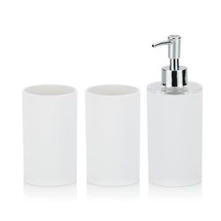 Kela 390101 Dragon - Set per Il Bagno Composto da 2 Bicchieri e 1 Dispenser per Il Sapone, Colore: Rosso