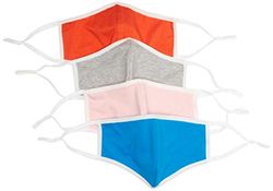 Quality Durables Unisex 4-Pack Reusable Face Covering Masque de Costume, Orange/Rose/Gris chiné/Bleu – Adulte, Small/Medium