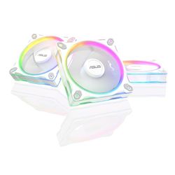 ASUS PRIME MR120 ARGB REVERSE (Blanc) – Lot de 3 ventilateurs de boîtier 3 en 1 (120mm PWM, 20 ARGB LED, vitesse 1600 tr/min, débit d'air de 58 CFM, cadre de 28 mm d'épaisseur, Aura Sy RGB)