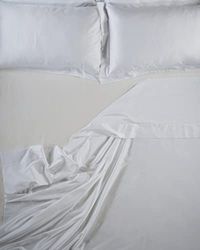 LENZUOLISSIMI - Beddengoed van satijn katoen, aantal draden 300, voor tweepersoonsbed, 160 x 200 cm, gemaakt in Italië – ivoorkleurig
