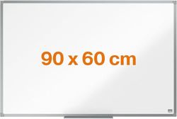 Nobo Lavagna Bianca Magnetica in Acciaio Laccato, 900 x 600 mm, Cornice in Alluminio, Sistema di Montaggio ad Angolo, Incl. Vaschetta Porta Accessori, Gamma Essence, Bianco, 1905210