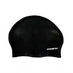 Maru Bonnet de Bain pour Cheveux Longs, 100% Silicone, Unisexe pour Adulte, Bonnet de Bain léger pour Homme et Femme, imperméable, Confortable et Durable (Noir, Taille Unique)