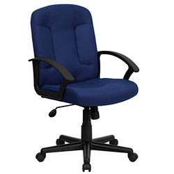 Flash Meubles Mid-Back Tissu Noir tâche et Chaise de Bureau avec Bras en Nylon