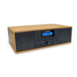 MOOOV 477380 Bezprzewodowy mikro łańcuch HiFi z efektem drewna Odtwarzacz CD Radio FM z pilotem