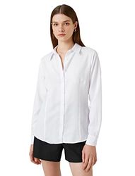 Koton Stitch Detail Long Sleeve Basic Shirt Camisa, White (000), 40 aux Femmes