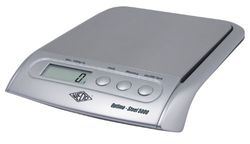 Wedo 485154 elektronisk universalvåg Optimo Steel 5000 (med vägningstallrik, tillverkad av rostfritt stål, 5000 g/1 g) silver