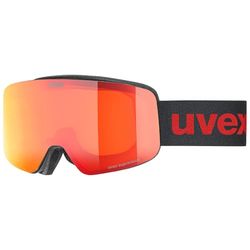 uvex pwdr FM, Skibril Unisex kinderen, black matt/red-clear, one size