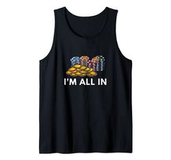 Hombre Funny Poker Playing Cards I'm All In Design Poker Camiseta sin Mangas
