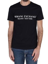 Armani Exchange Heren T-shirt met korte mouwen Milan New York Logo Crew Neck, zwart, XXL