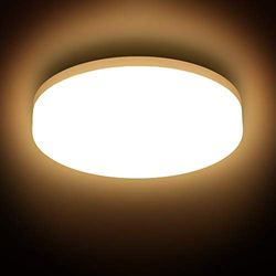 B.K.Licht Plafoniera LED, lampadario bagno a luce calda 3000K, LED integrati 13W, 1500 Lm, lampada da soffitto resistente agli schizzi d'acqua IP54, plafoniera moderna diametro 22cm, plastica, 230V