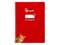 Liderpapel Cuaderno espiral a4 pautaguia tapa blanda 80h 75 gr cuadro pautado 3mm color rojo