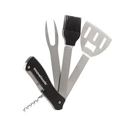 InnovaGoods® Ensemble d'ustensiles pour barbecue 5 en 1 BBKit, tout ce dont vous avez besoin pour cuisiner au barbecue, avec une fourchette, des pinces, une spatule, un couteau et une brosse.